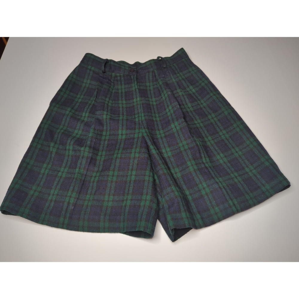 Vtg Savannah Tartan Plaid Black Watch Pleated High Waist Shorts Academia Sz 12